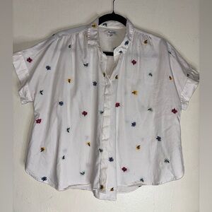Madewell White and Red Casual Button Down Shirt(0025)